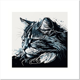 Furry cat illustration Posters and Art